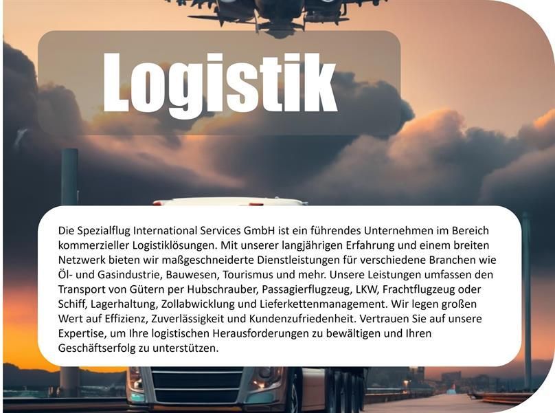 Ein Bild von einem LKW mit dem Wort Logistik darauf