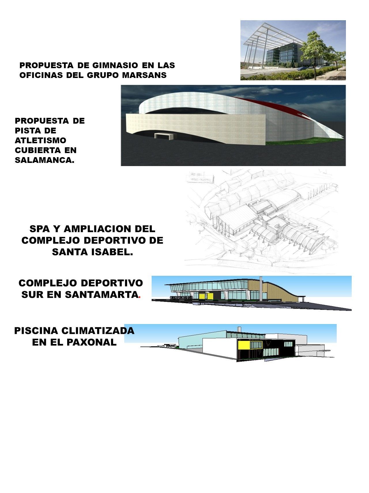 Un dibujo de un edificio y un dibujo de una piscina.