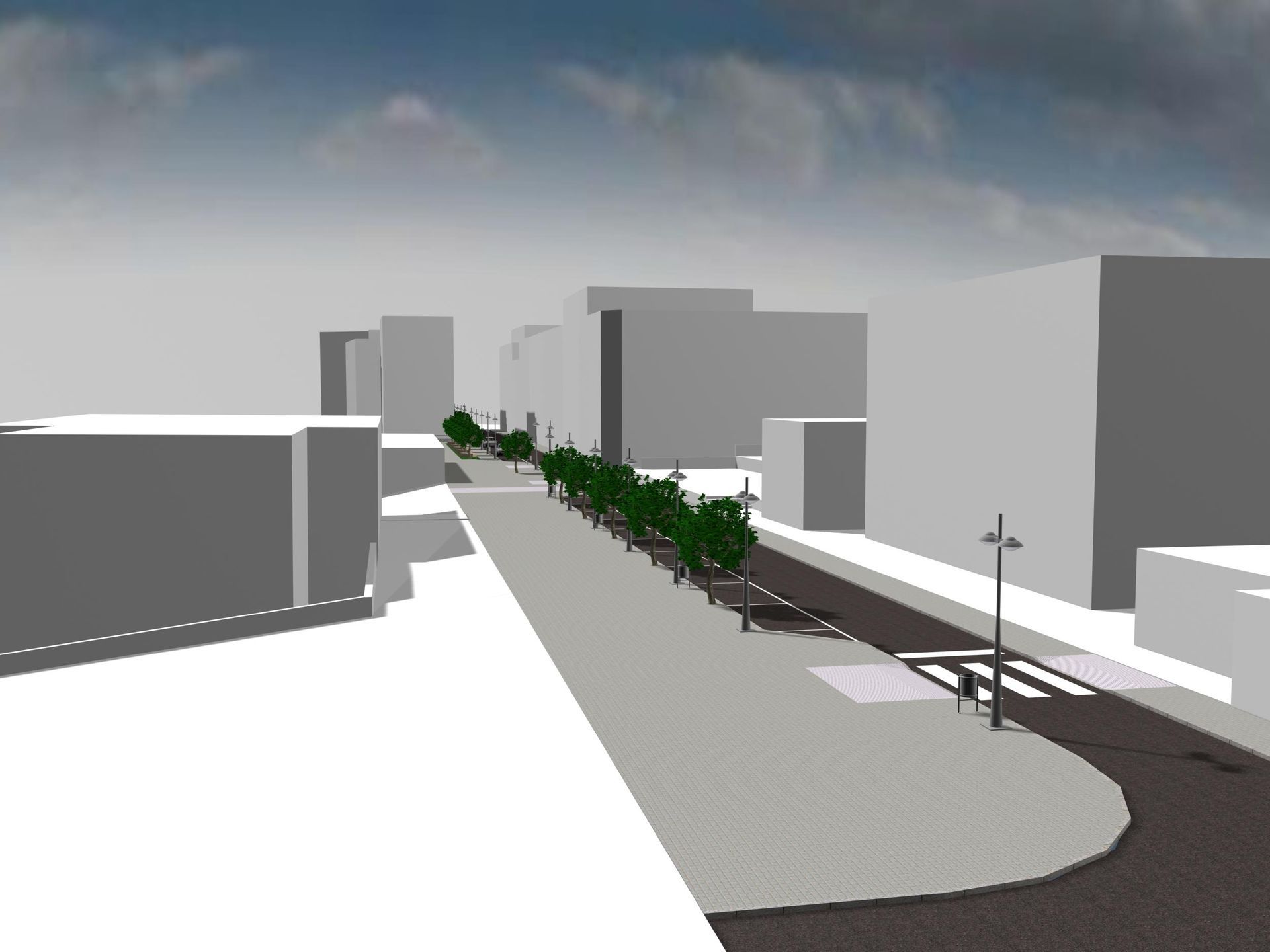 Una vista aérea de una ciudad con árboles y edificios.