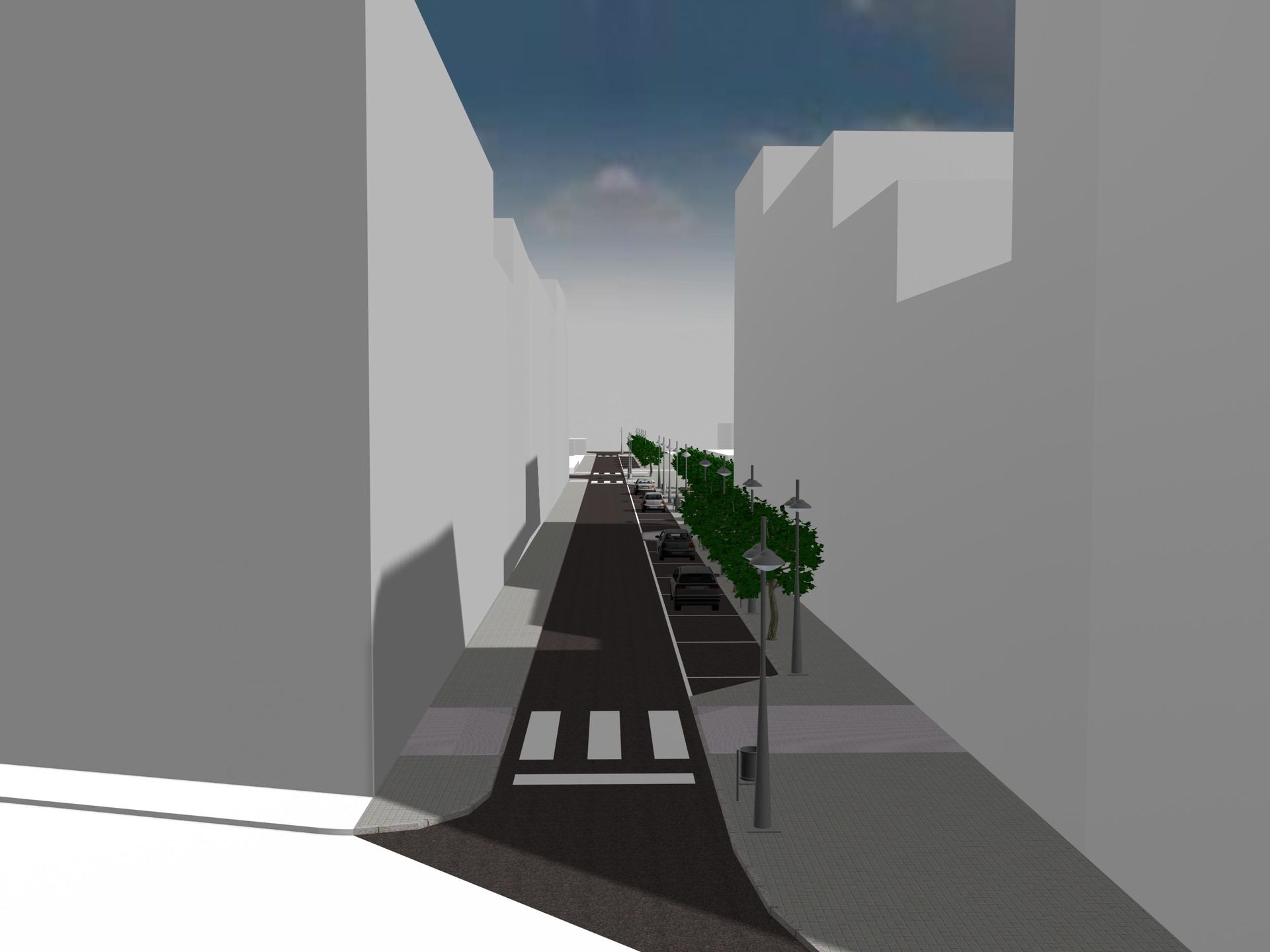 Una imagen generada por computadora de una calle de la ciudad