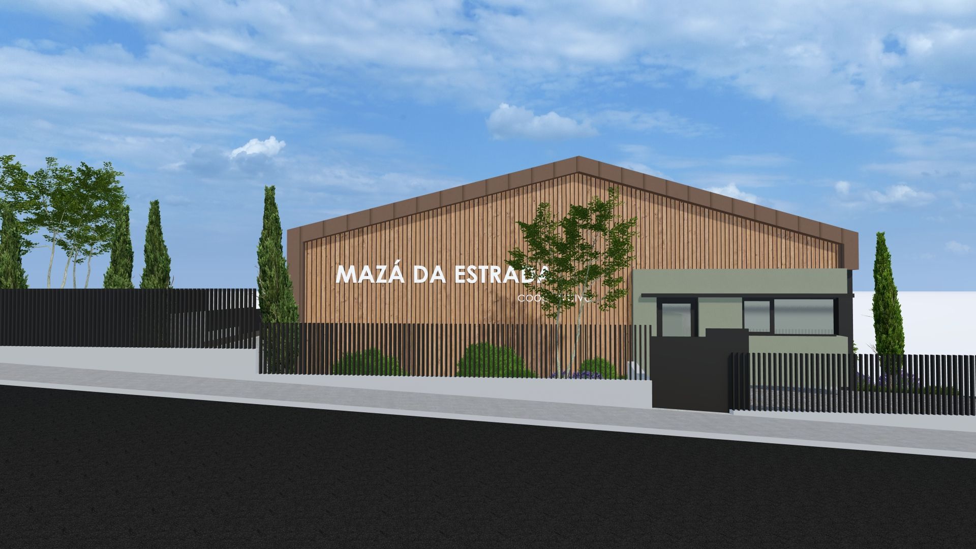 Impresión artística de un edificio que dice mata da estrela