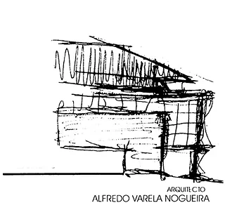 Un dibujo en blanco y negro de Alfredo Varela Nogueira