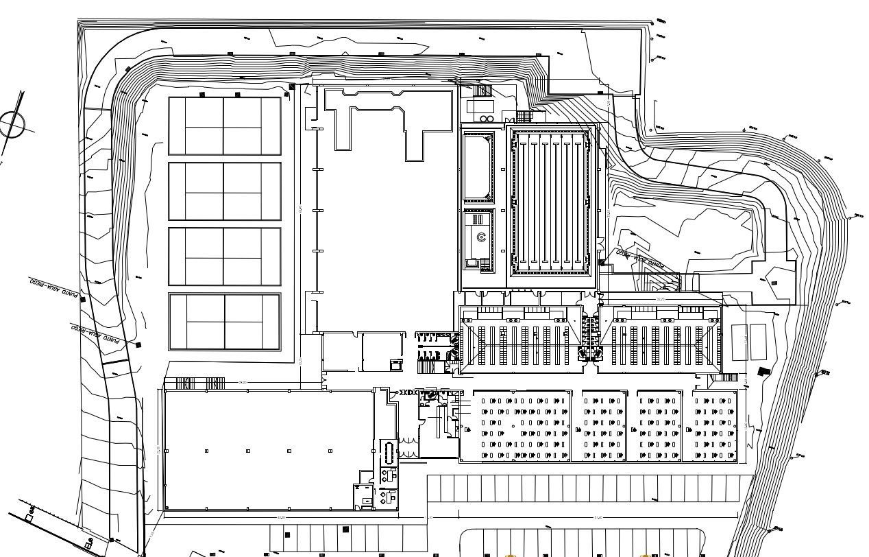 Es un dibujo en blanco y negro de un edificio.