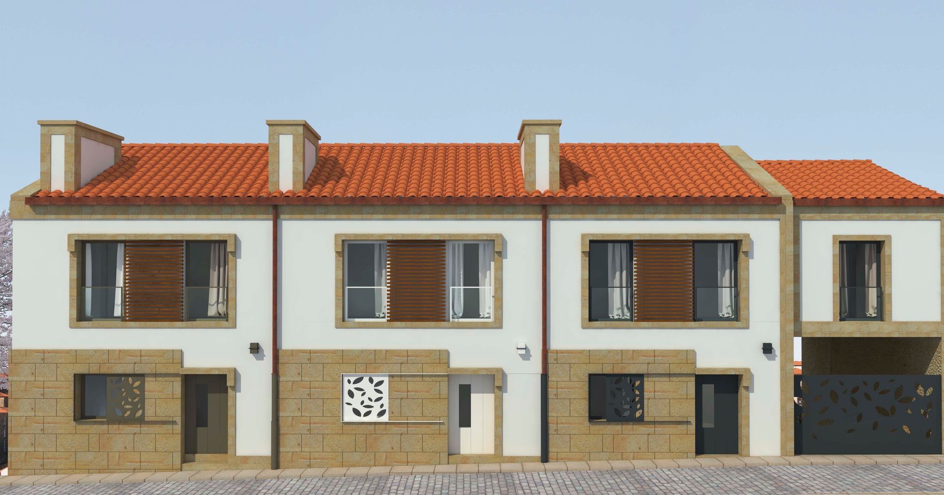 Una representación de una casa con techo de tejas rojas.