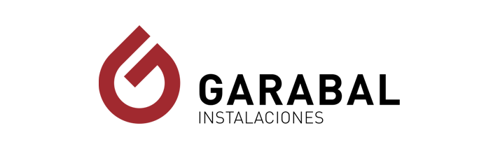 A red and black logo for garabal instalaciones