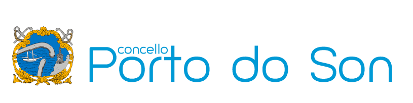 Se muestra un logotipo de Porto do Son sobre un fondo blanco.