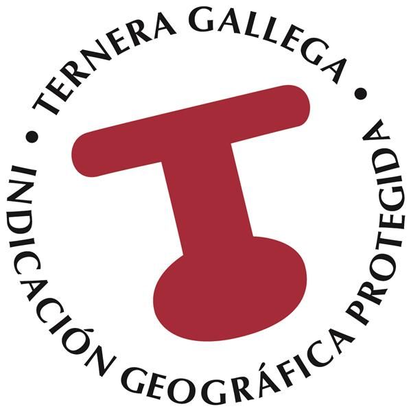 Una t roja dentro de un círculo que dice ternera gallega