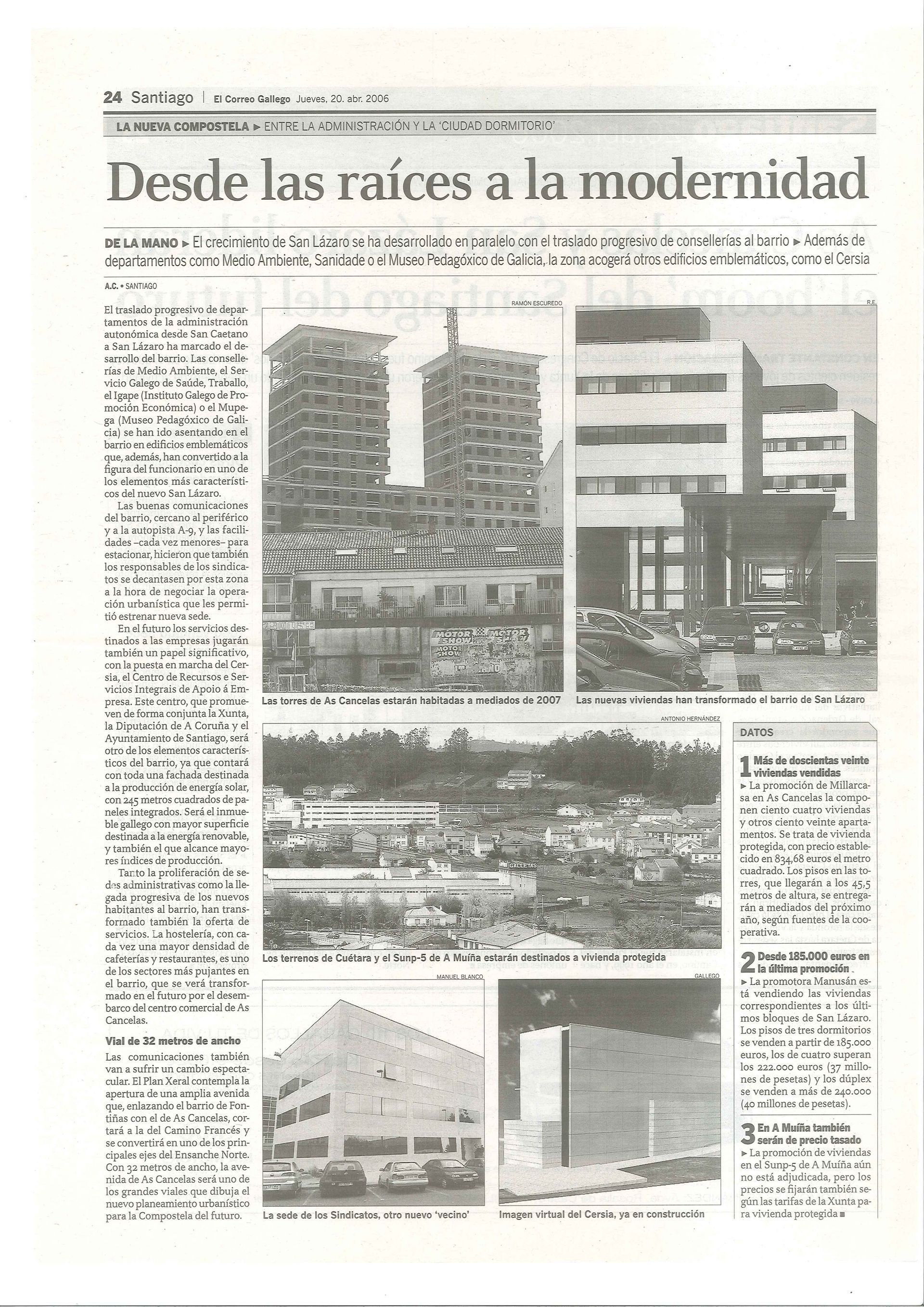A newspaper article titled desde las raices a la modernidad