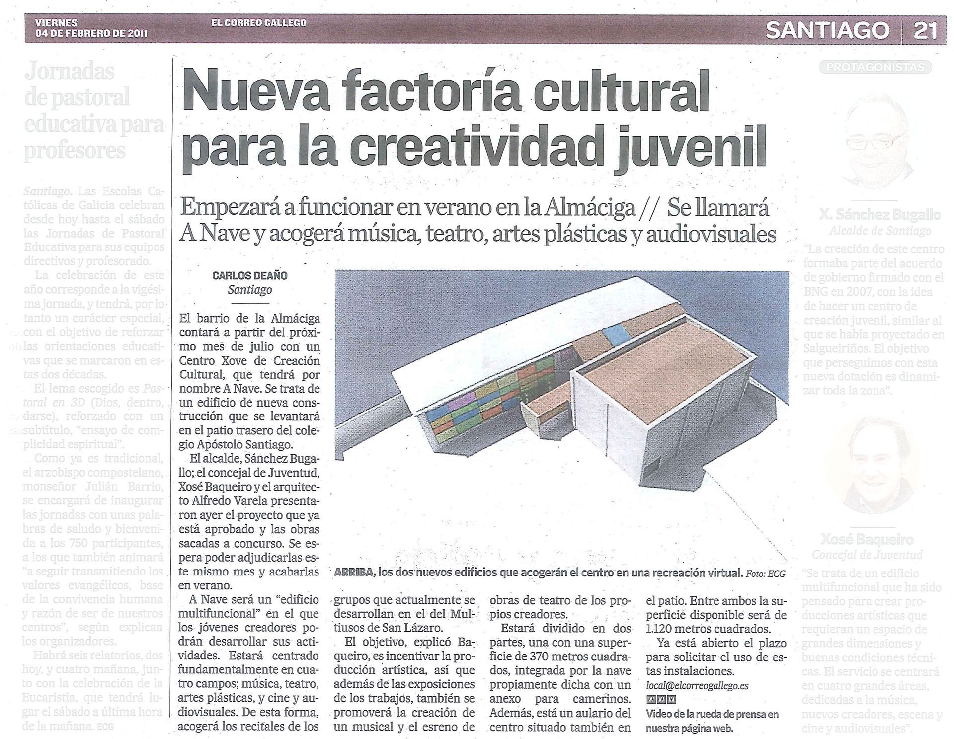 A newspaper article titled nueva factoria cultural para la creatividad juvenil