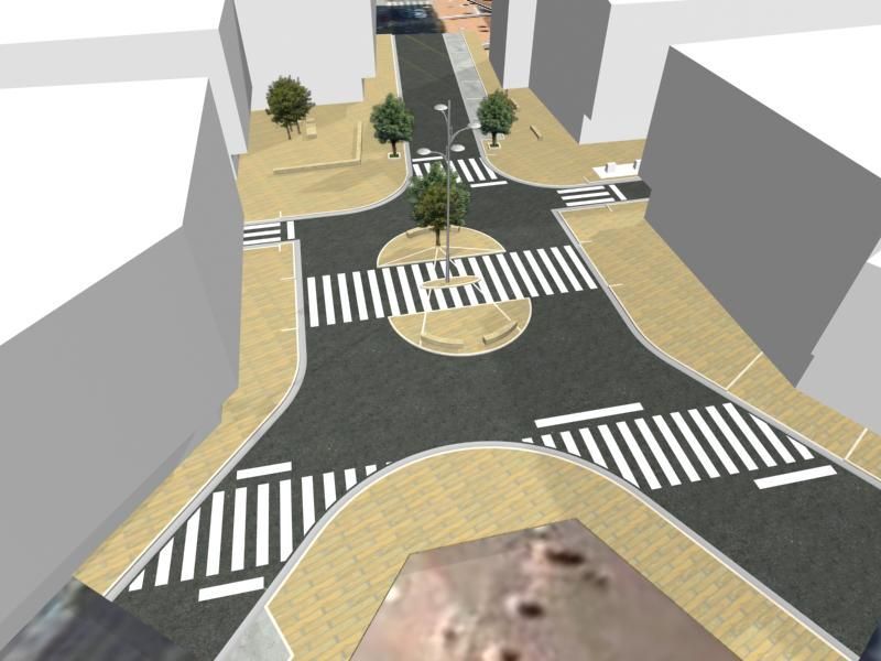 Una vista aérea de una rotonda en una ciudad