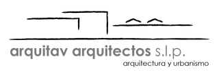 Un logo en blanco y negro para arquitav arquitectos slp