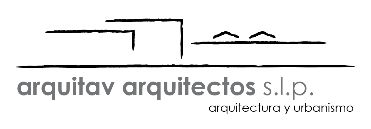 Un logo en blanco y negro para arquitav arquitectos slp