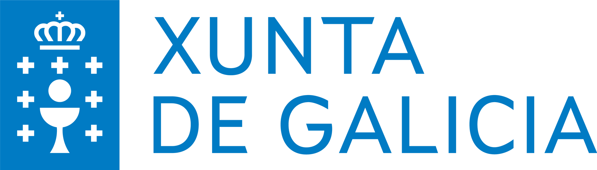 El logo azul y blanco de la Xunta de Galicia.