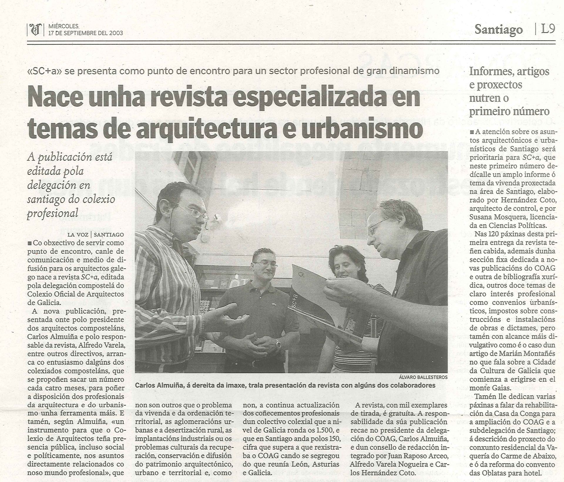 Un artículo de periódico que dice que nace una revista especializada en arquitectura y urbanismo