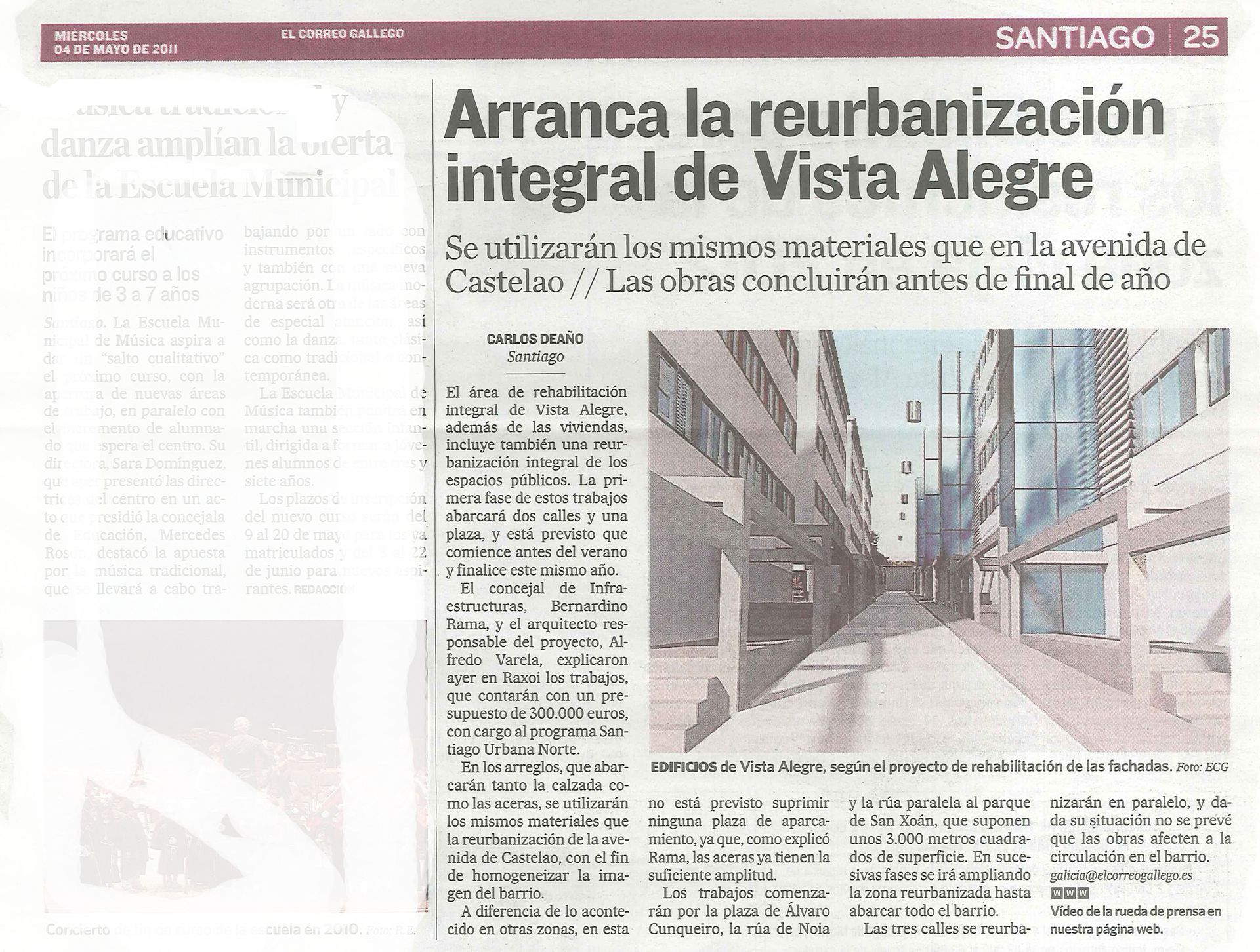 Un artículo periodístico titulado inicia la reurbanización integral de la vista alegre