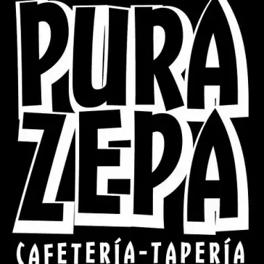 Un logotipo en blanco y negro para la cafetería pura zepa - taperia.