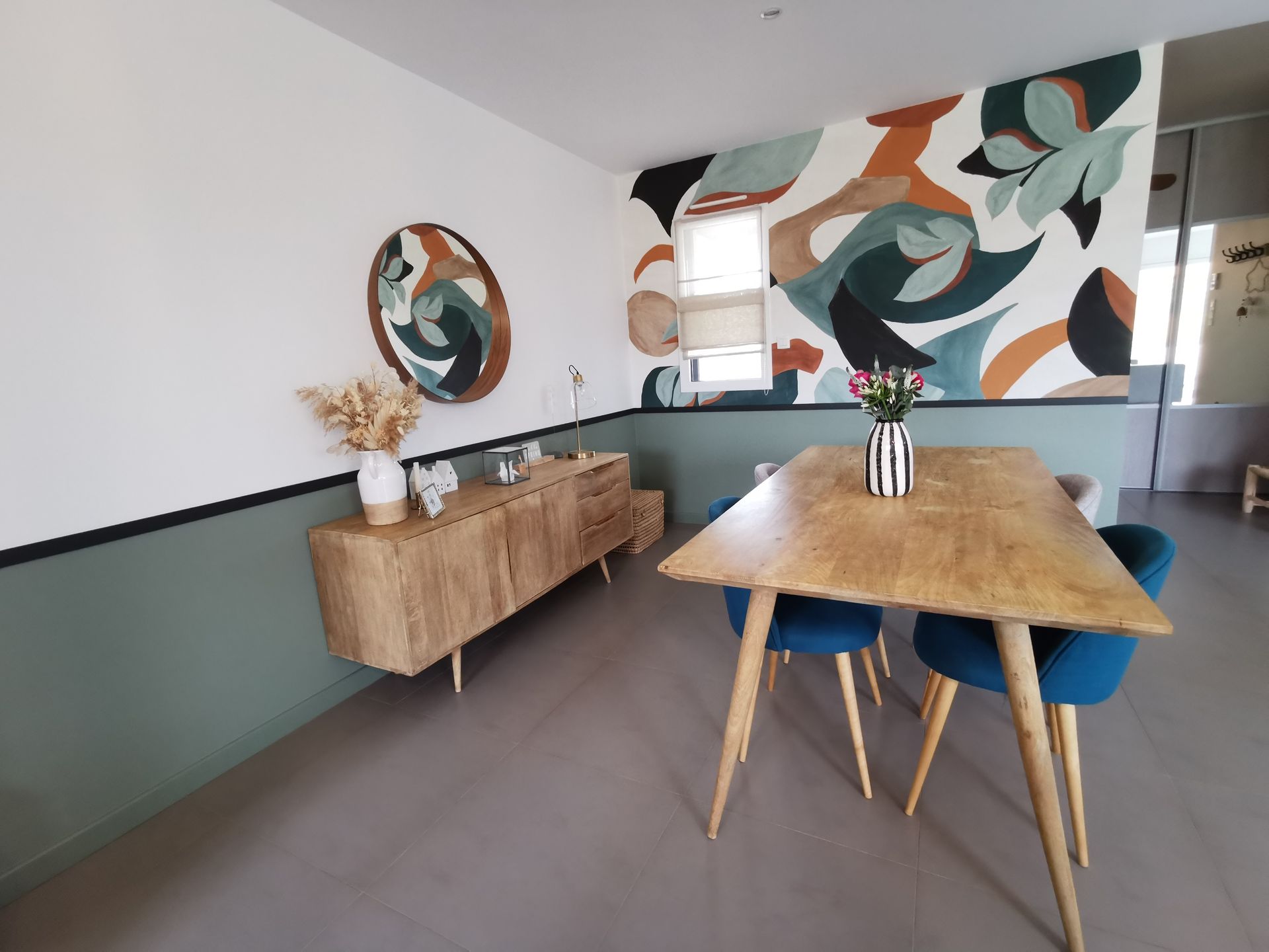 Sol de salle à manger en béton ciré