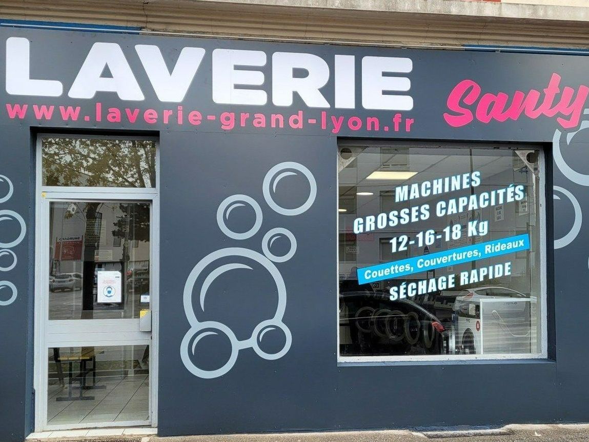 Devanture d'une laverie automatique - Promoclean Laveries Grand Lyon