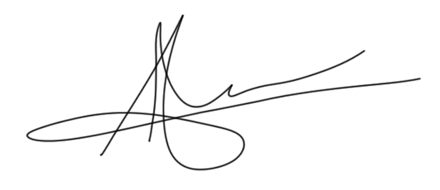 Un primer plano de la firma de una persona sobre un fondo blanco.