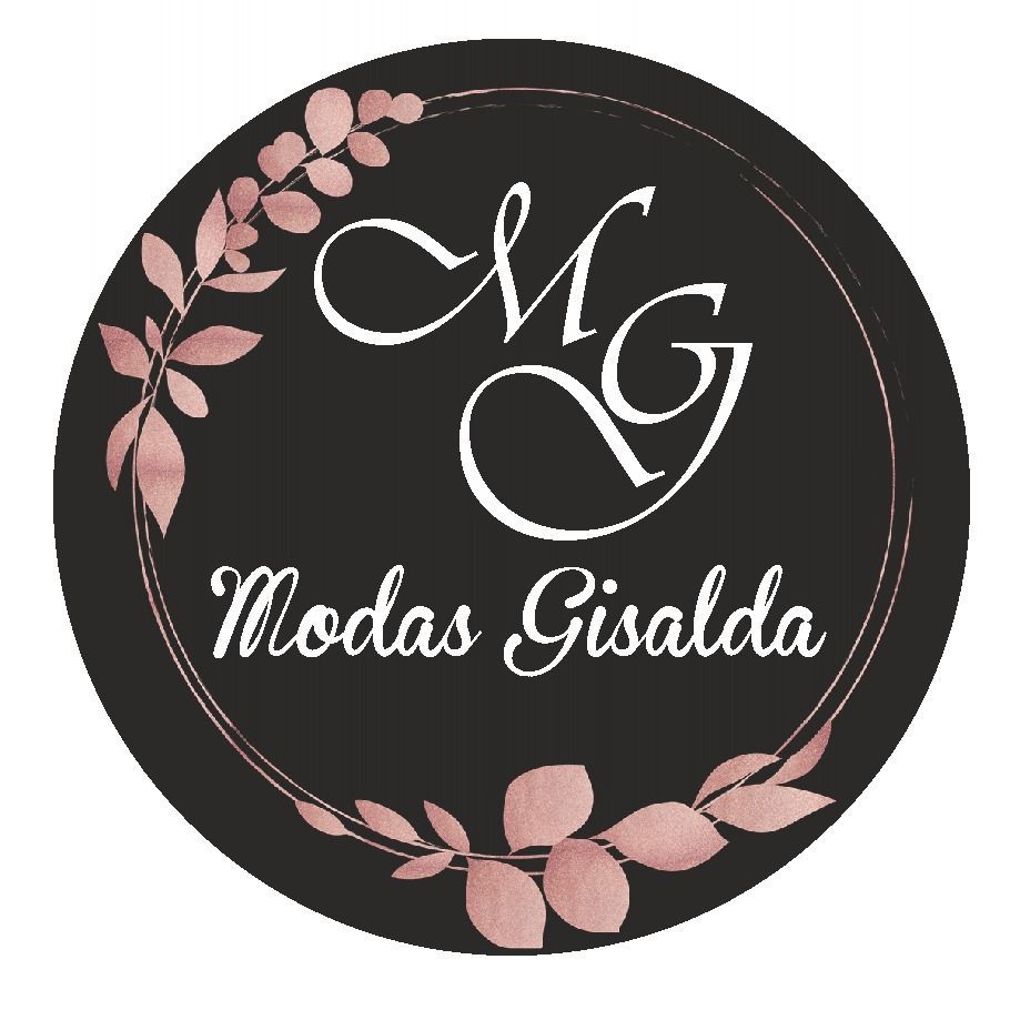 Un logotipo para Modas Gisalda con una corona de hojas a su alrededor.