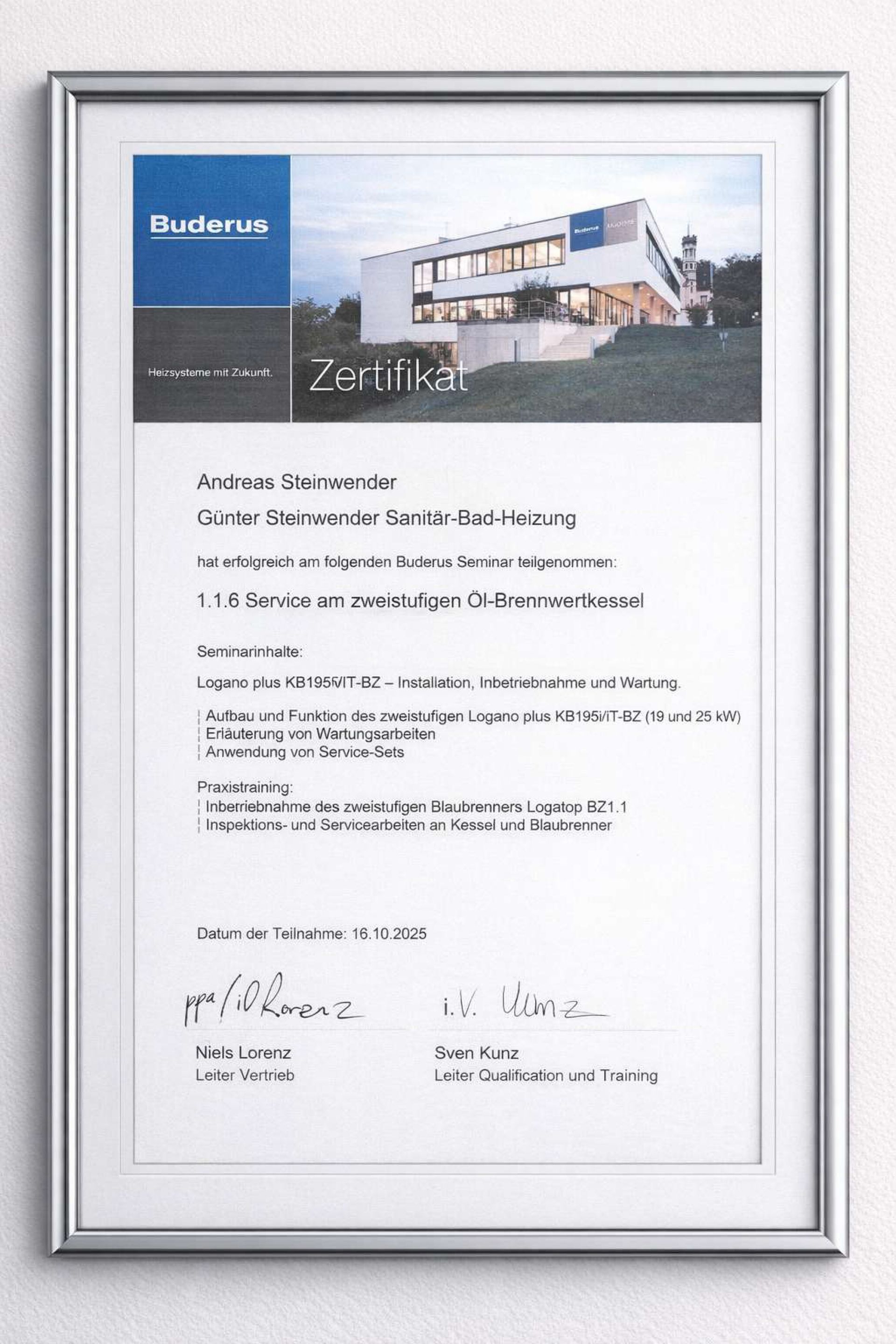 Zertifikate Steinwender - Sanitär & Heizungstechnik
