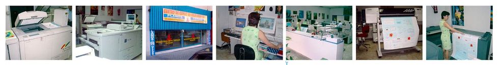 Serie de pequeñas fotografías que muestran diferentes entornos interiores con personas.
