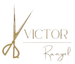 Un logotipo de Victor Rangel con un par de tijeras.
