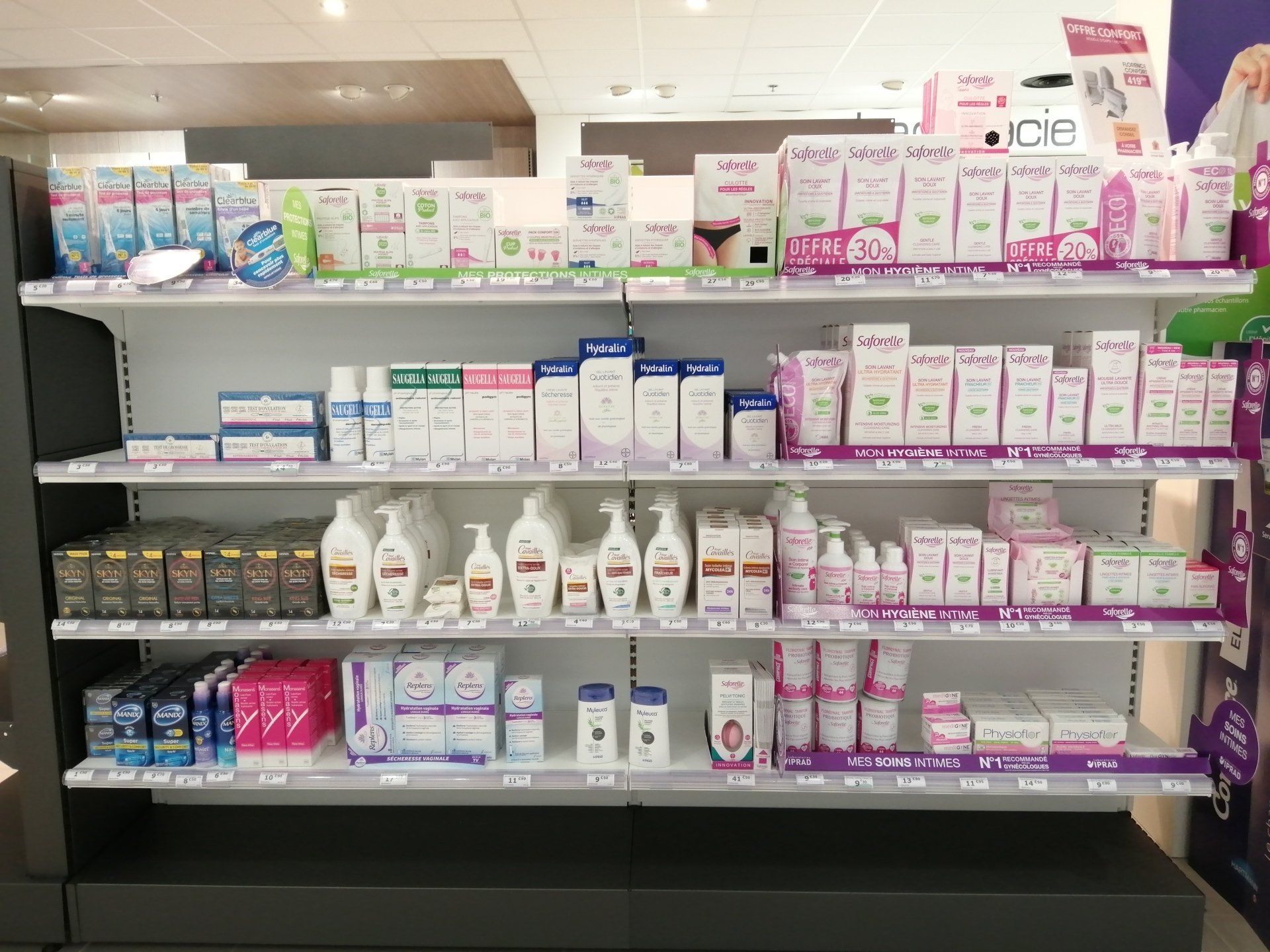 Rayon produits hygiène féminine