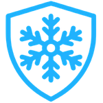 Un escudo azul y blanco con un copo de nieve encima.