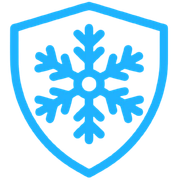 Un escudo azul y blanco con un copo de nieve encima.