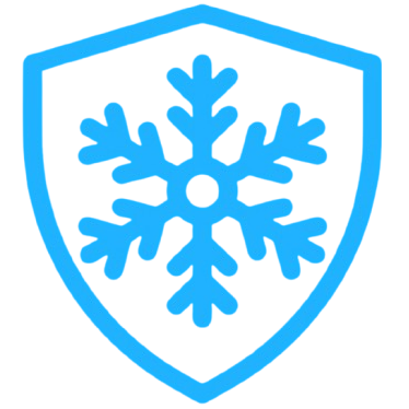Un escudo azul y blanco con un copo de nieve encima.