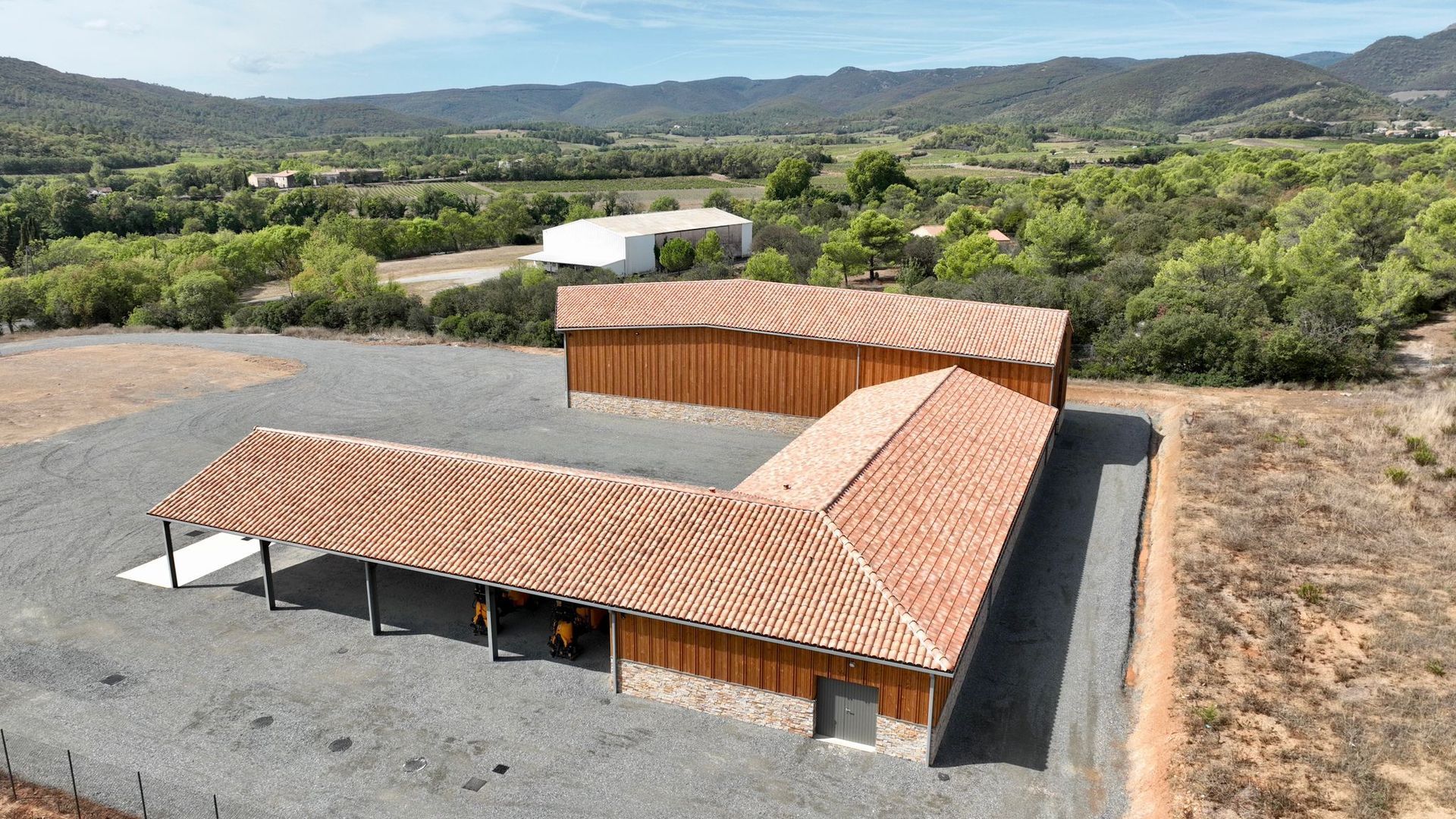 Bâtiment agricole vu d'en haut