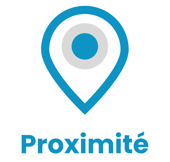 Pin de carte stylisé plus le texte proximité.