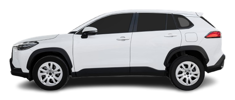 SUV blanc de profil sur fond uni.