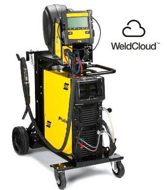 Poste à souder jaune et noir sur roulettes