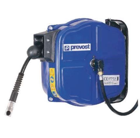 Enrouleur de tuyau d'air bleu, de marque Prevost.