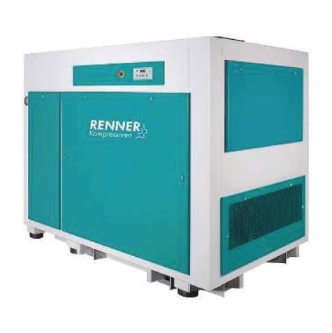 Un grand compresseur Renner bleu et blanc.