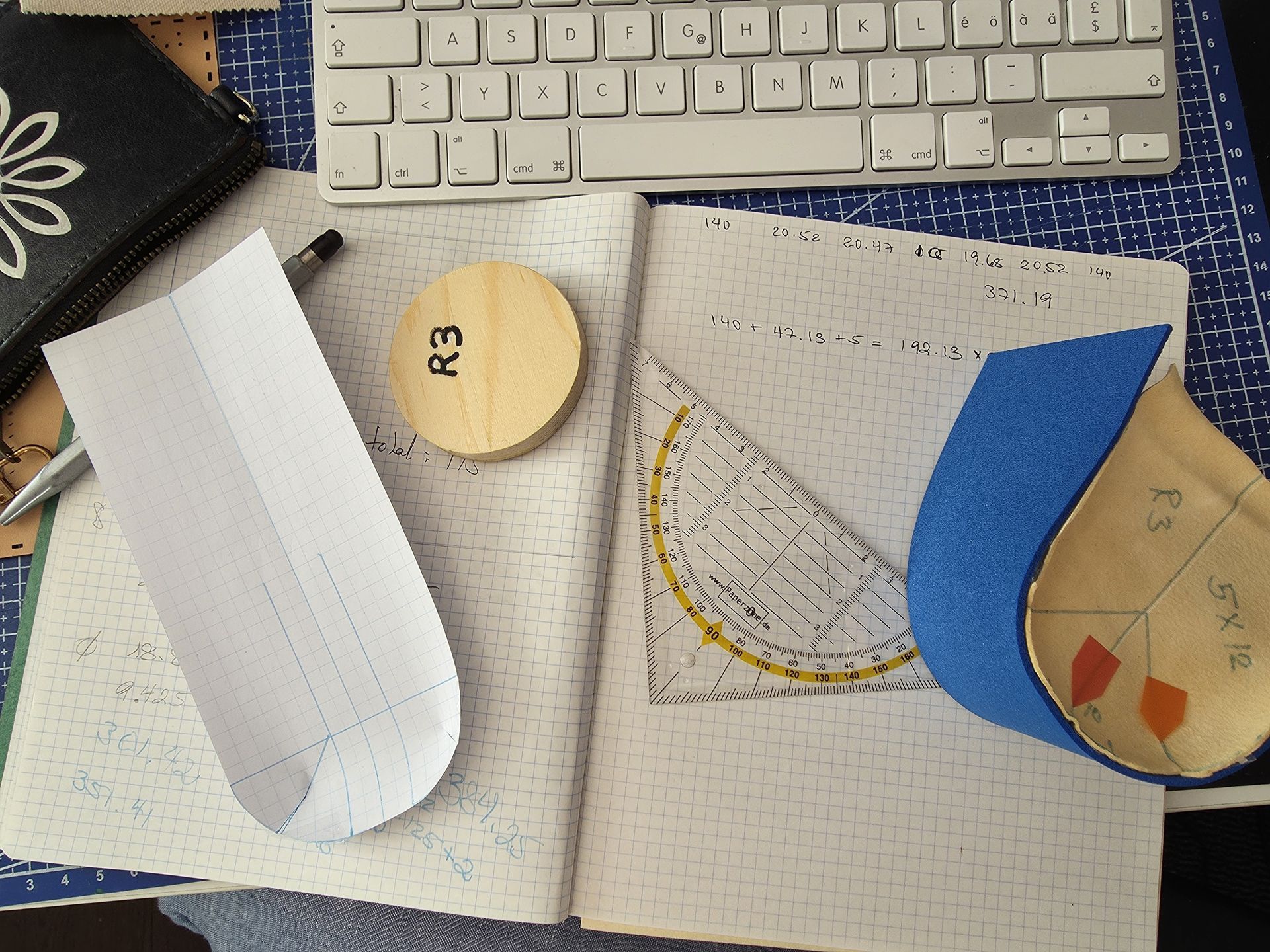 messy desk with notes