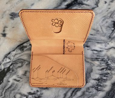 inside of laser engraved hand crafted wallet