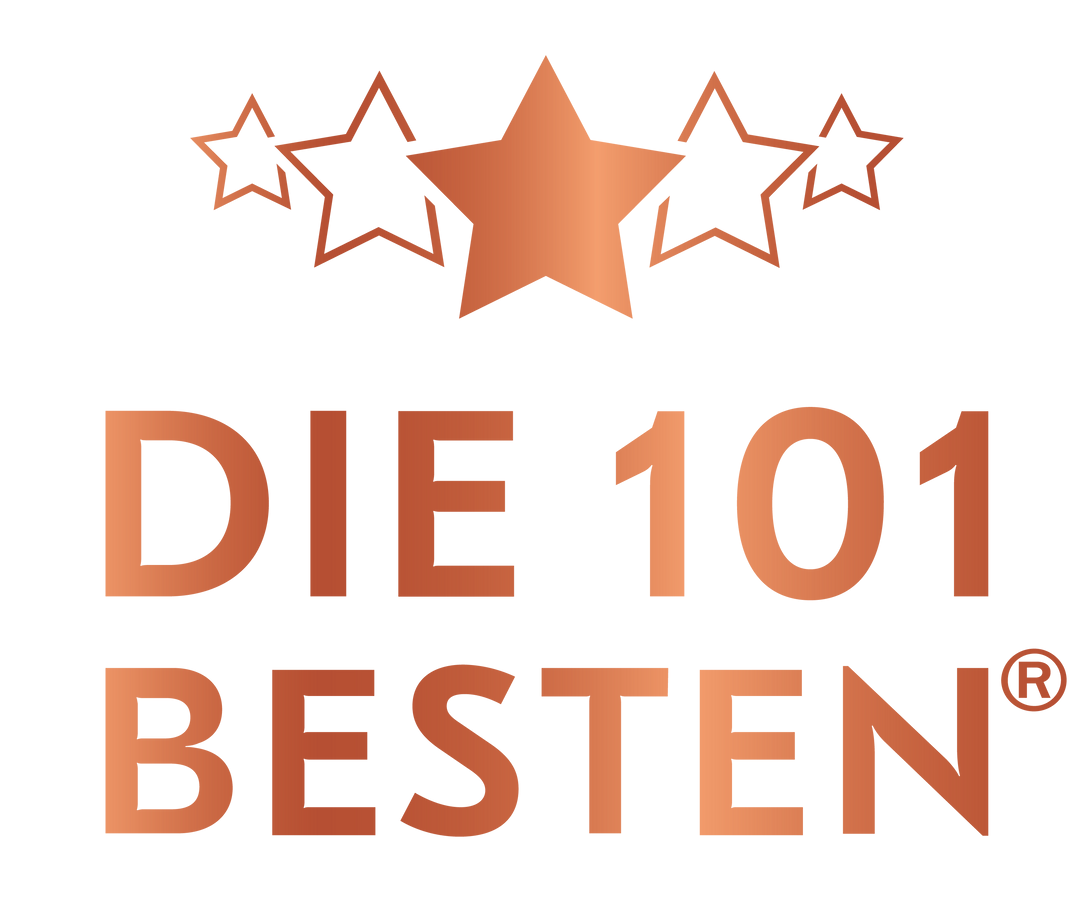 Logo mit drei Kupfersternen über dem Text: DIE 101 BESTEN