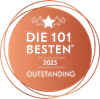Logo mit drei Kupfersternen über dem Text: DIE 101 BESTEN