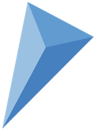 Forme géométrique tridimensionnelle bleue, prisme triangulaire.