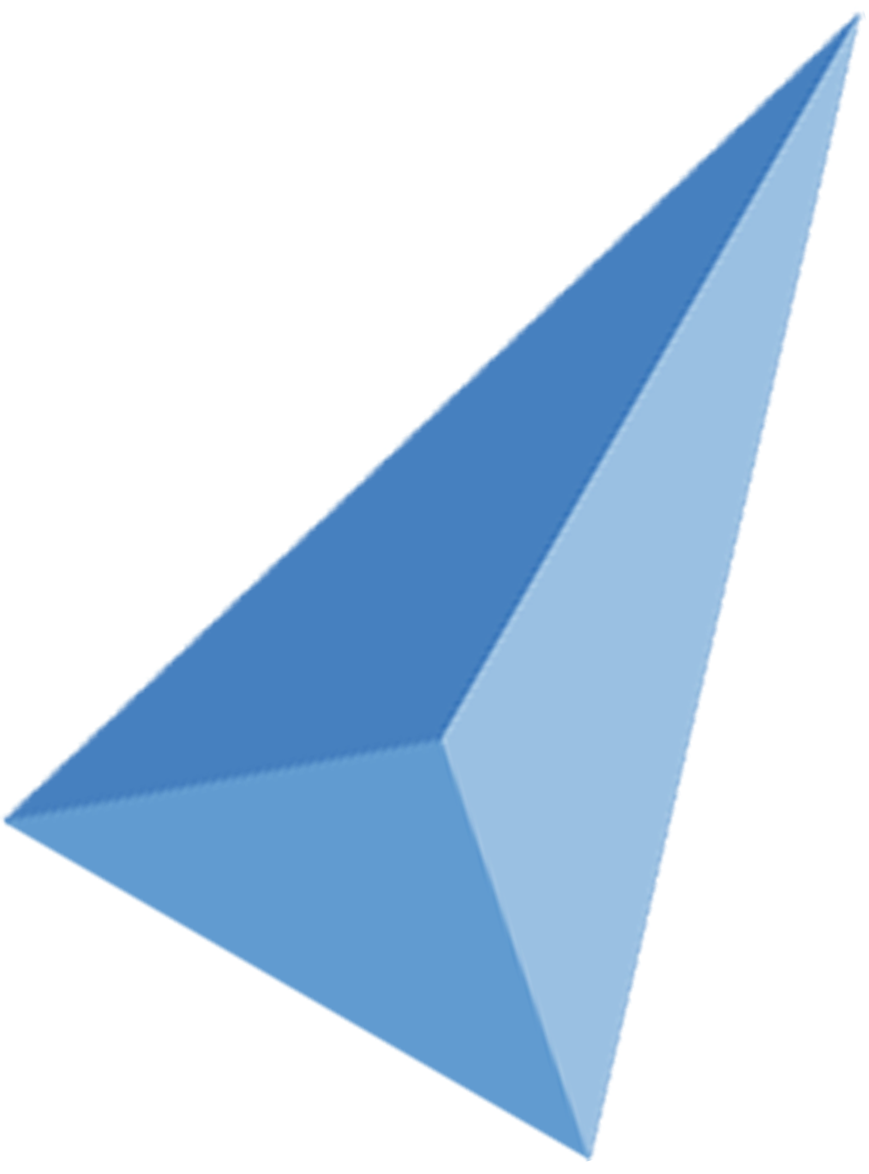 Forme géométrique bleue, ressemblant à un pointeur stylisé ou à un symbole de navigation.