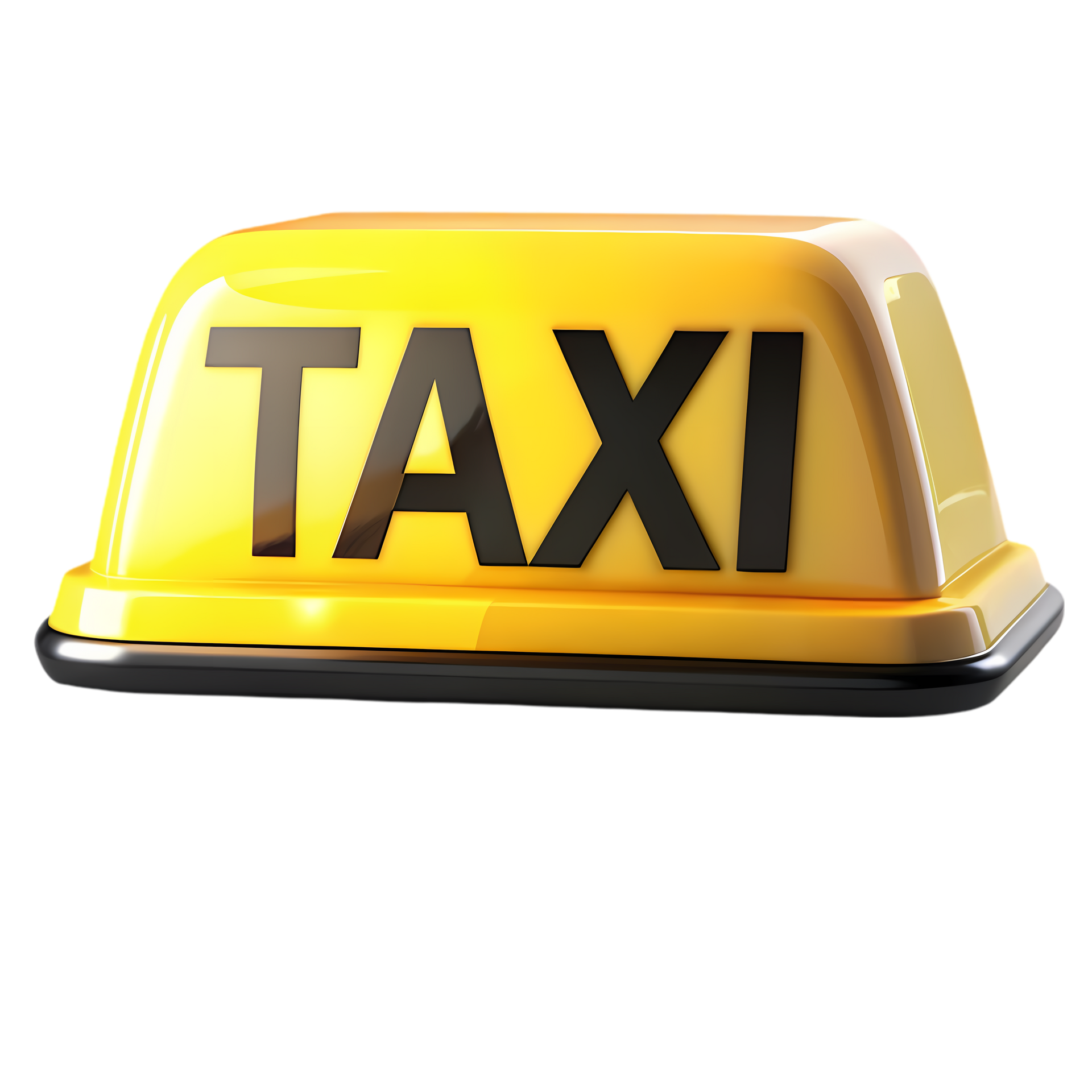 Panneau jaune avec l'inscription TAXI en noir.