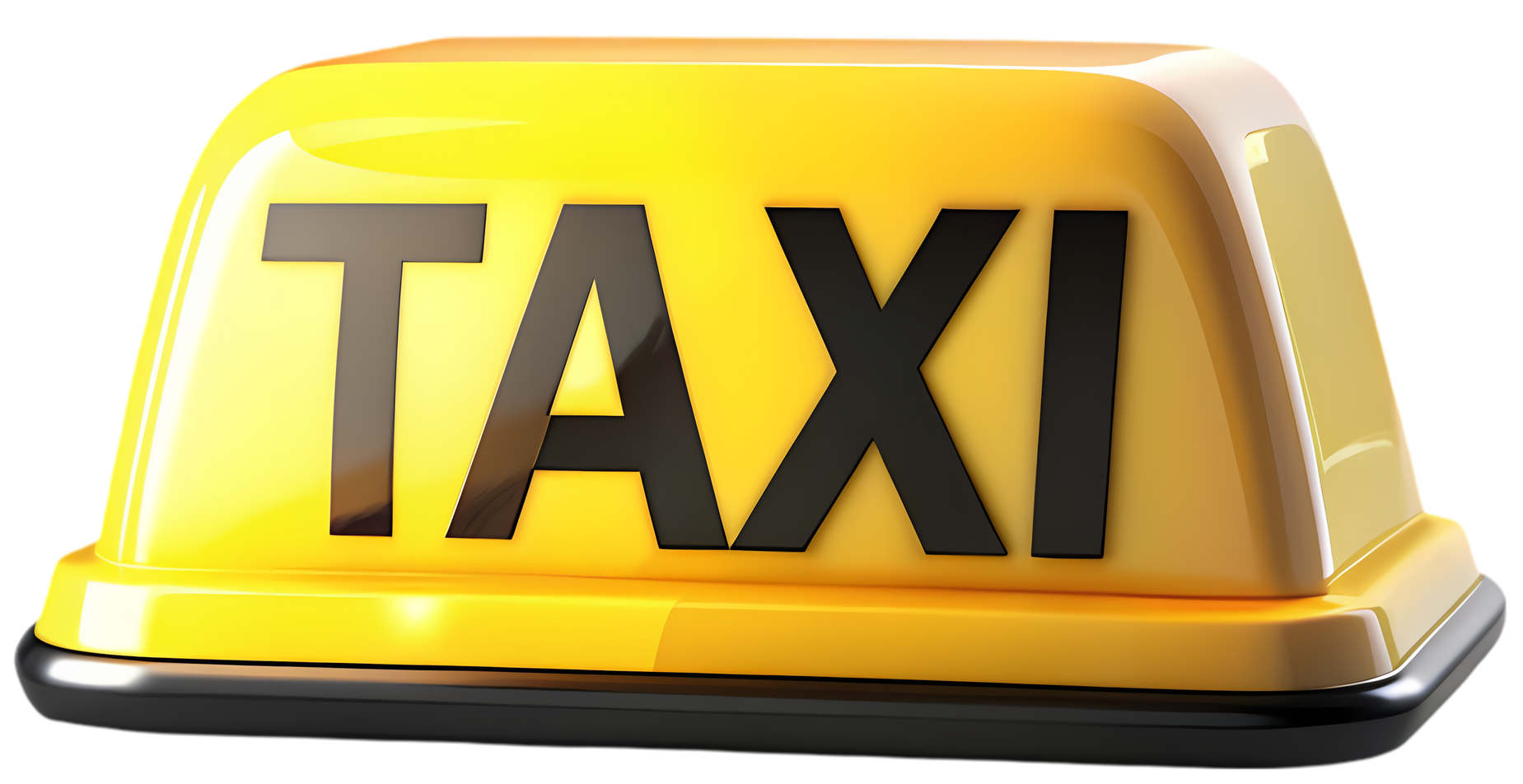 Panneau jaune avec l'inscription TAXI en noir.