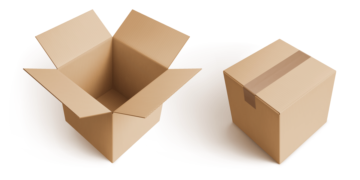 Illustration d'un carton ouvert et d'un carton fermé