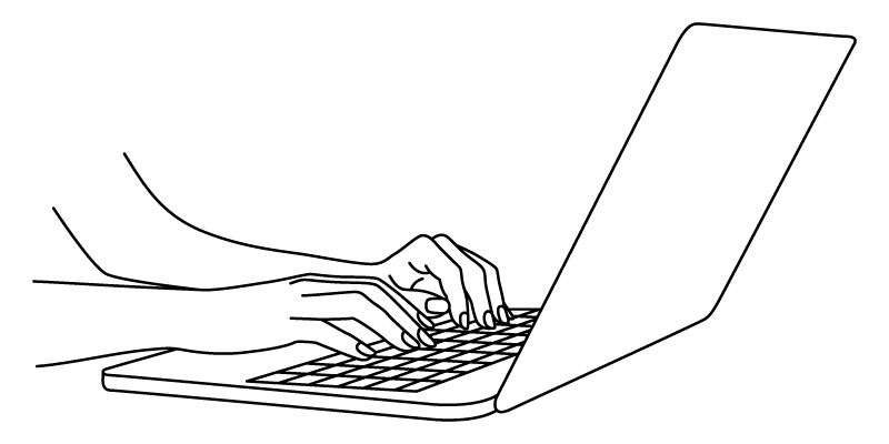 Illustration d'une main qui tape sur l'ordinateur