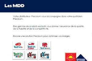 Publicité pour Precisium avec les logos de différentes marques. Le texte met l'accent sur la qualité et la compétitivité.
