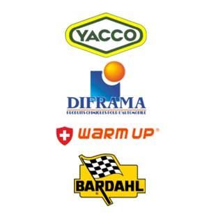Planche de logos des partenaires pour les lubrifiants automobiles.