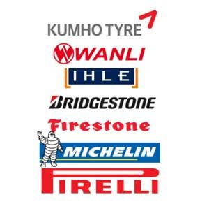 Planche de logos des partenaires pour les pneumatiques de véhicules automobile.